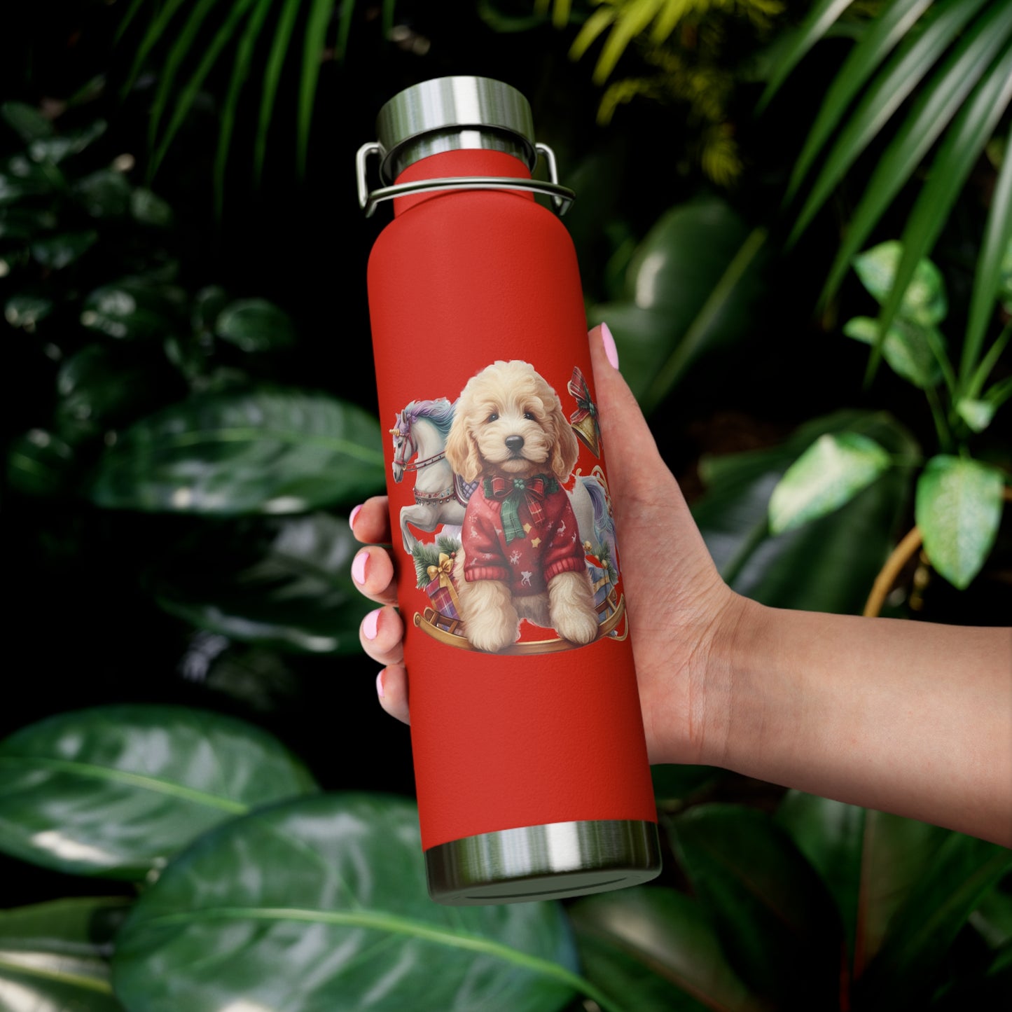 Christmas Doodle Copper Vacuum Insulated Bottle, 22oz