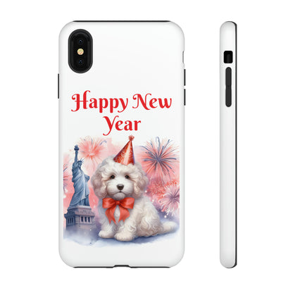 White Doodle Happy New Year - Tough Cases - Apple iPhone, Samsung Galaxy, and Google Pixel