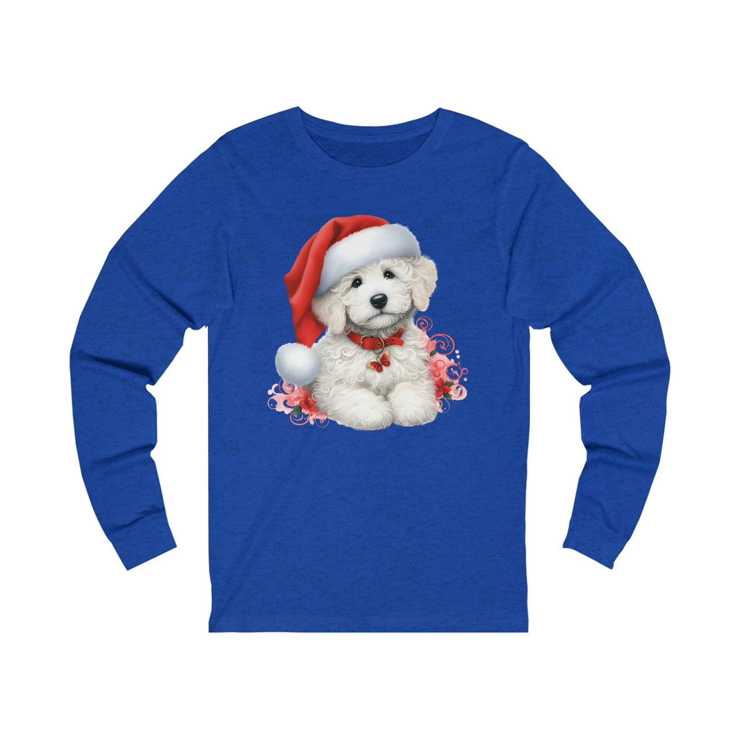 White Christmas Doodle - Adult Unisex Long Sleeve T Shirt - Bella + Canvas