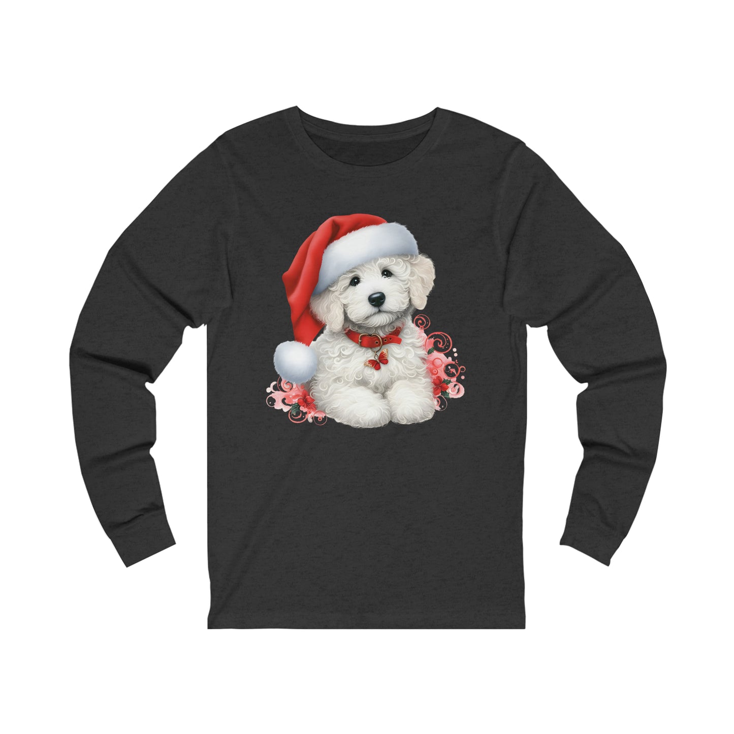 White Christmas Doodle - Adult Unisex Long Sleeve T Shirt - Bella + Canvas