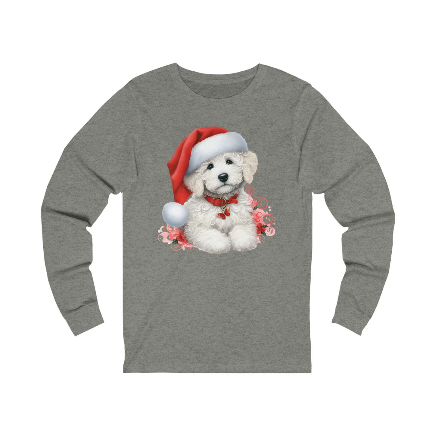 White Christmas Doodle - Adult Unisex Long Sleeve T Shirt - Bella + Canvas