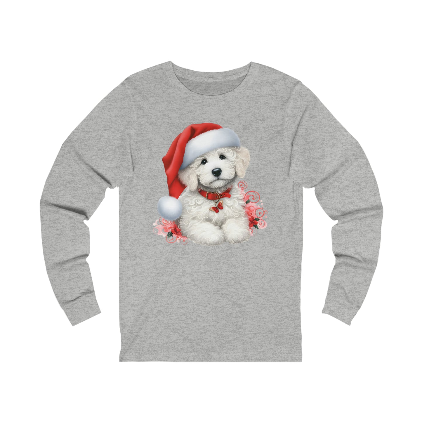 White Christmas Doodle - Adult Unisex Long Sleeve T Shirt - Bella + Canvas