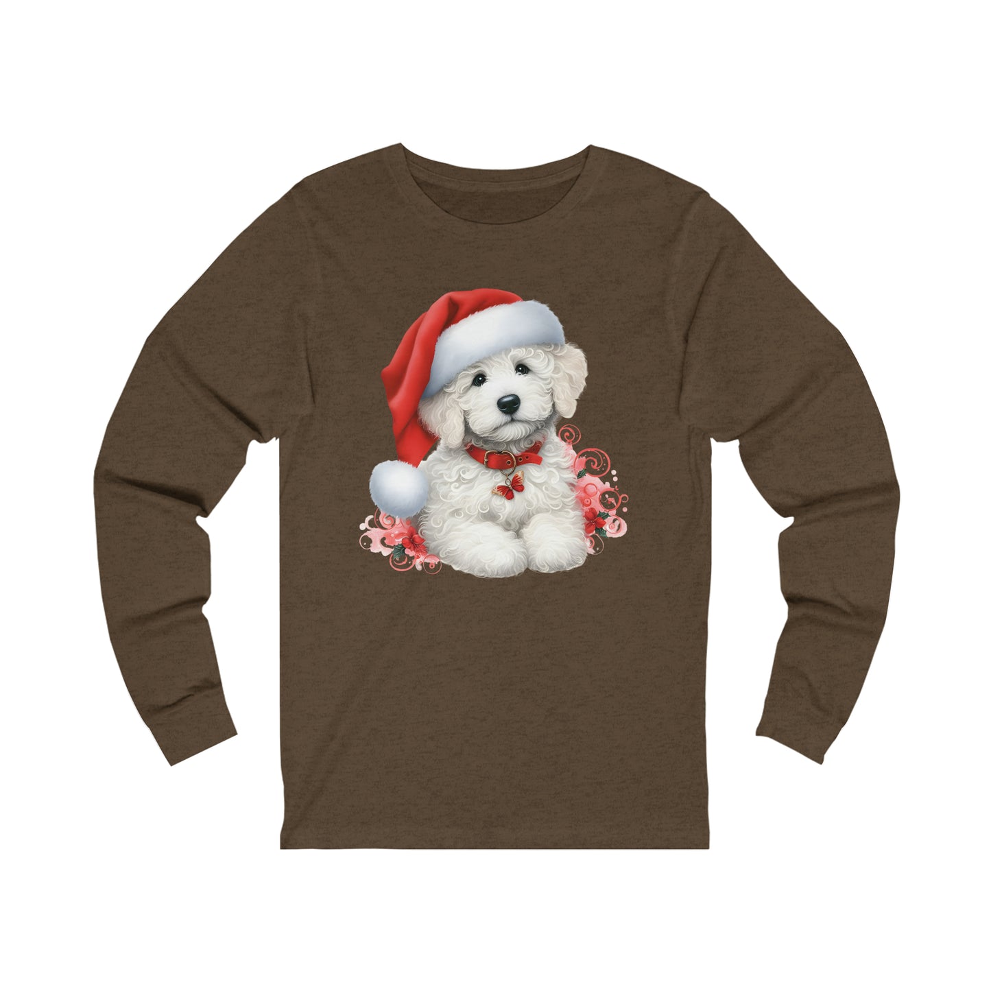 White Christmas Doodle - Adult Unisex Long Sleeve T Shirt - Bella + Canvas