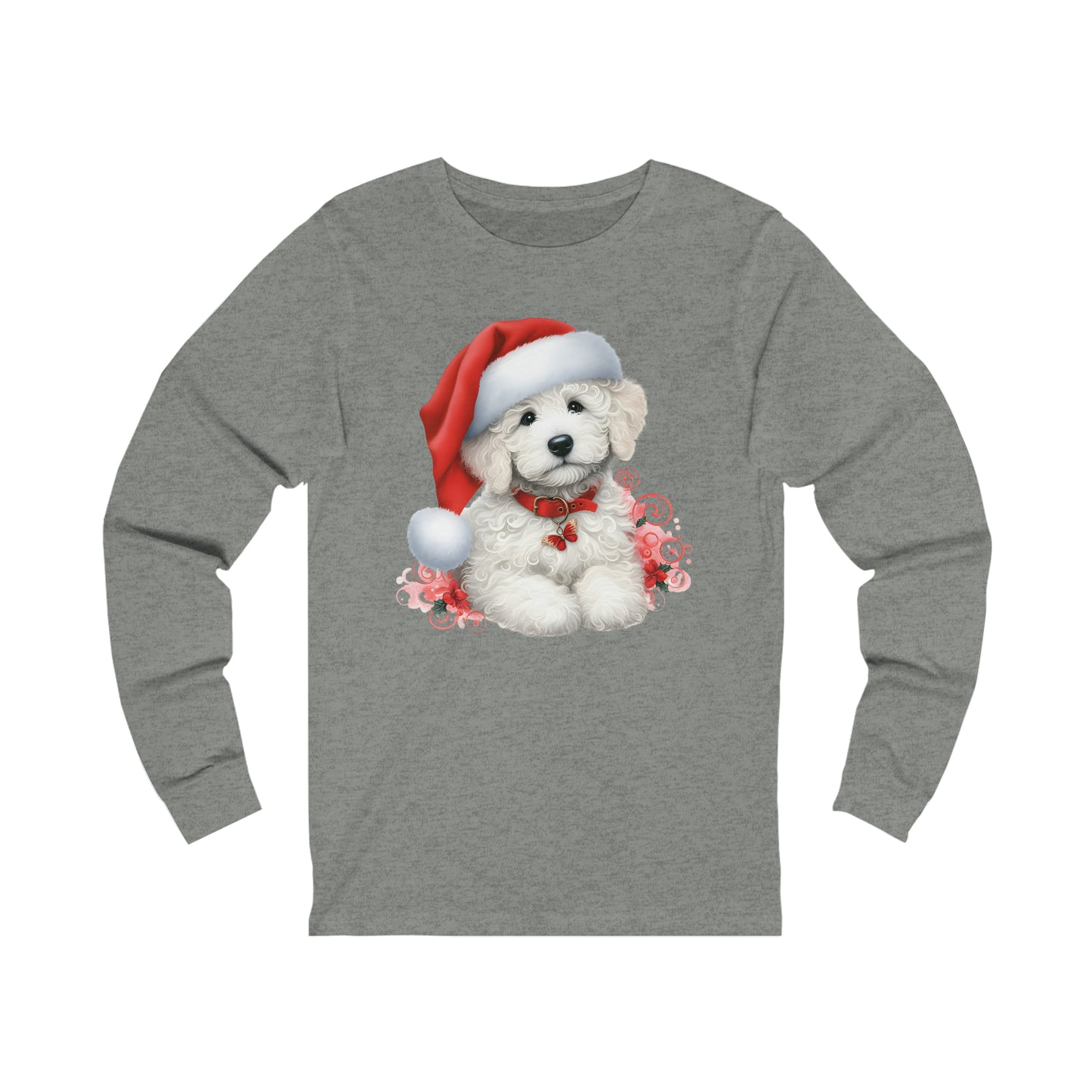 White Christmas Doodle - Adult Unisex Long Sleeve T Shirt - Bella + Canvas