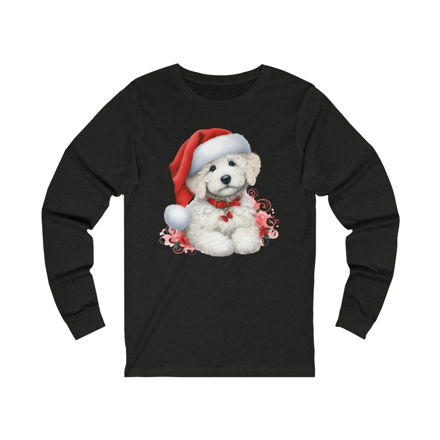 White Christmas Doodle - Adult Unisex Long Sleeve T Shirt - Bella + Canvas