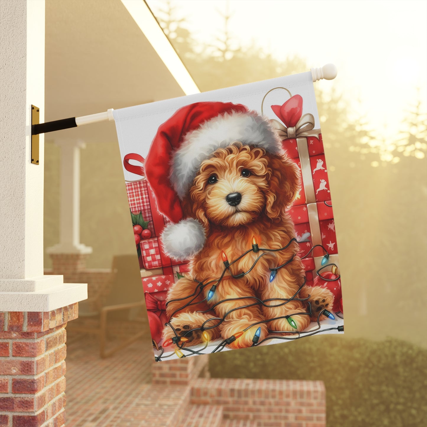 Christmas Doodle Puppy - Garden & House Banner