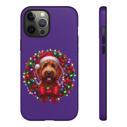 Red Doodle Christmas Wreath - Tough Cases iPhone, Samsung Galaxy & Google Pixel