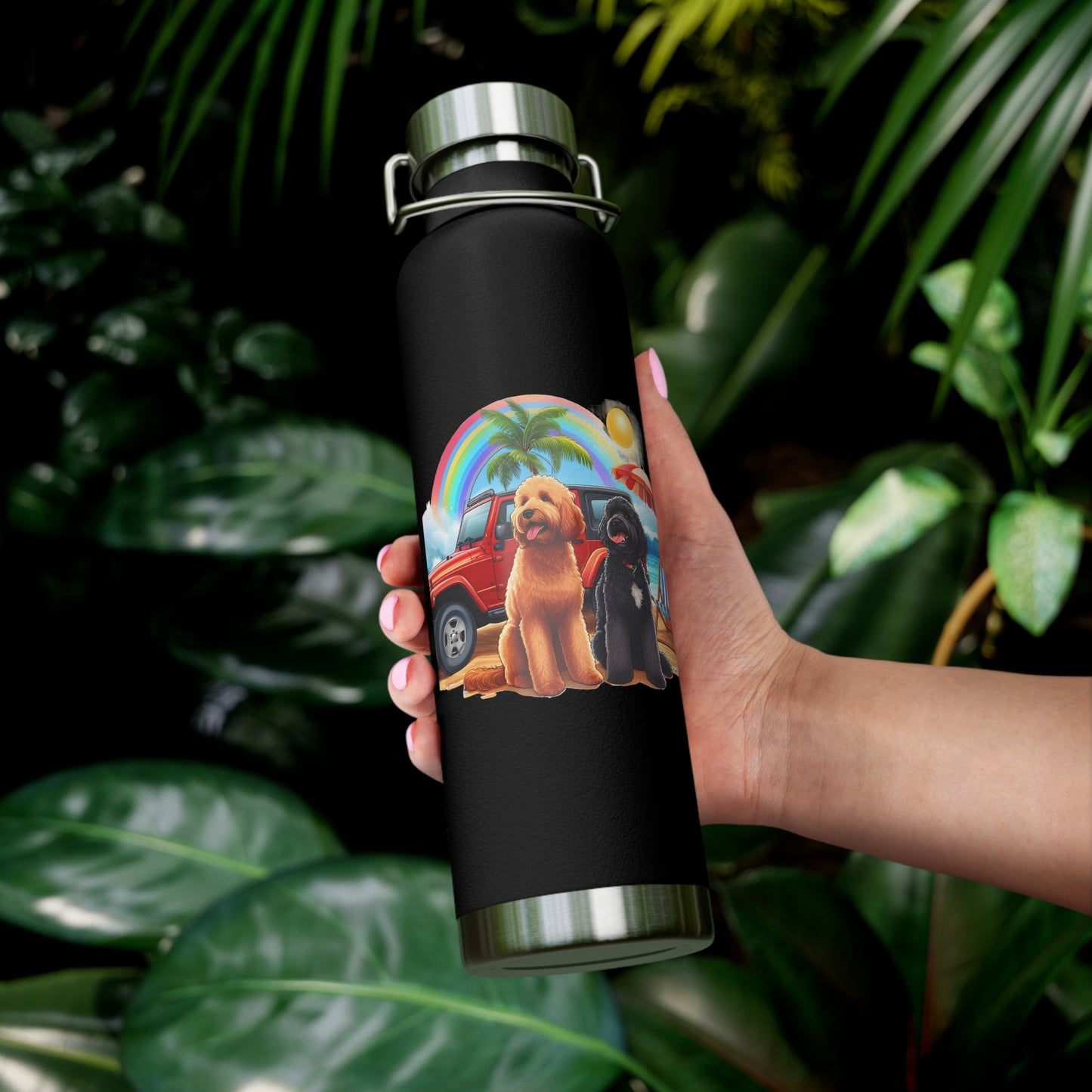 Jeep Beach Doodle Copper Vacuum Insulated Bottle, 22oz