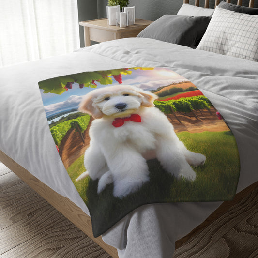 Doodle Puppy Vineyard - Velveteen MINKY Blanket (Two sided Print) - Nice!