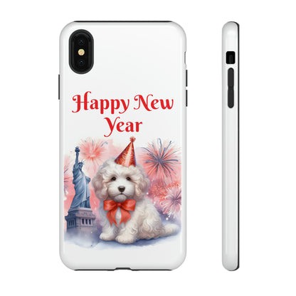 White Doodle Happy New Year - Tough Cases - Apple iPhone, Samsung Galaxy, and Google Pixel