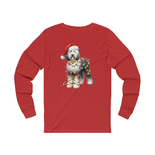 Sheepadoodle Christmas Unisex Long Sleeve T Shirt (On Back)