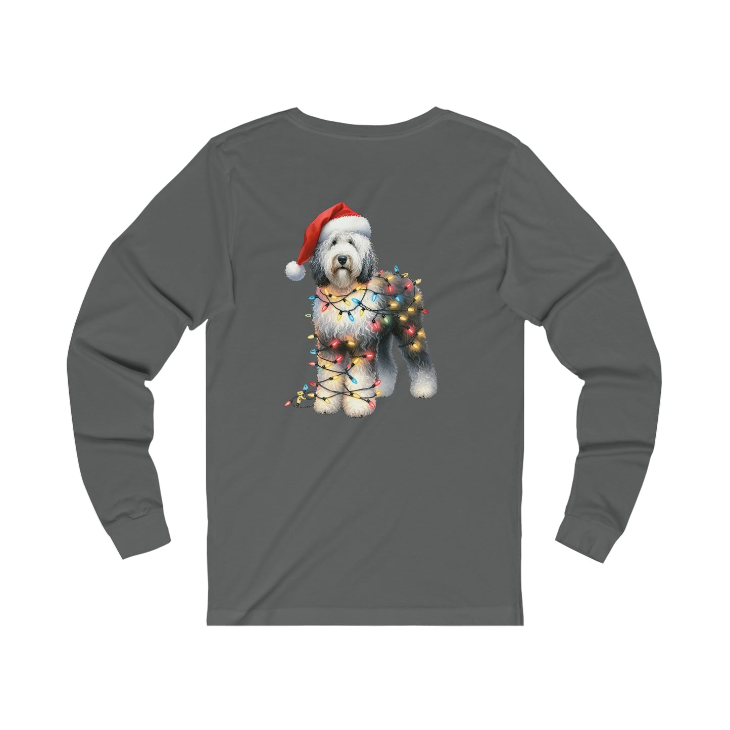 Sheepadoodle Christmas Unisex Long Sleeve T Shirt (On Back)