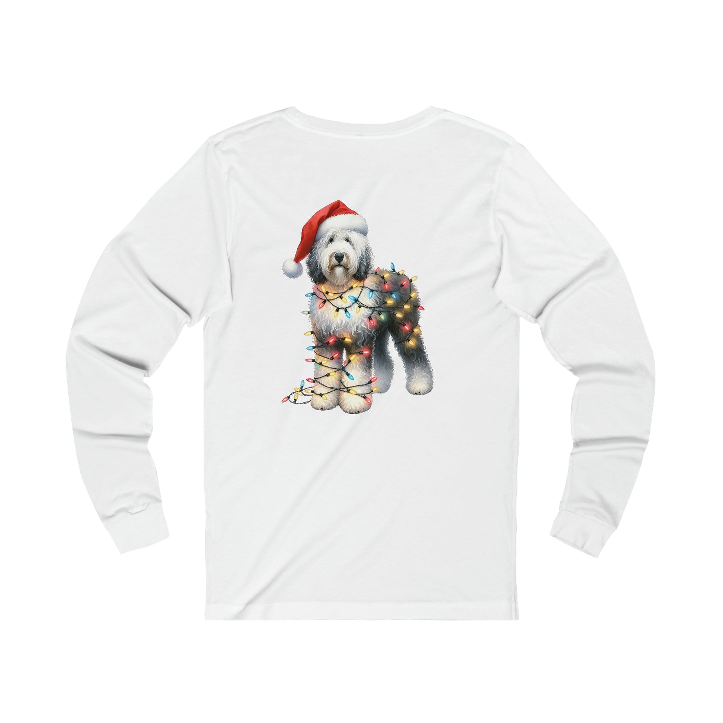 Sheepadoodle Christmas Unisex Long Sleeve T Shirt (On Back)