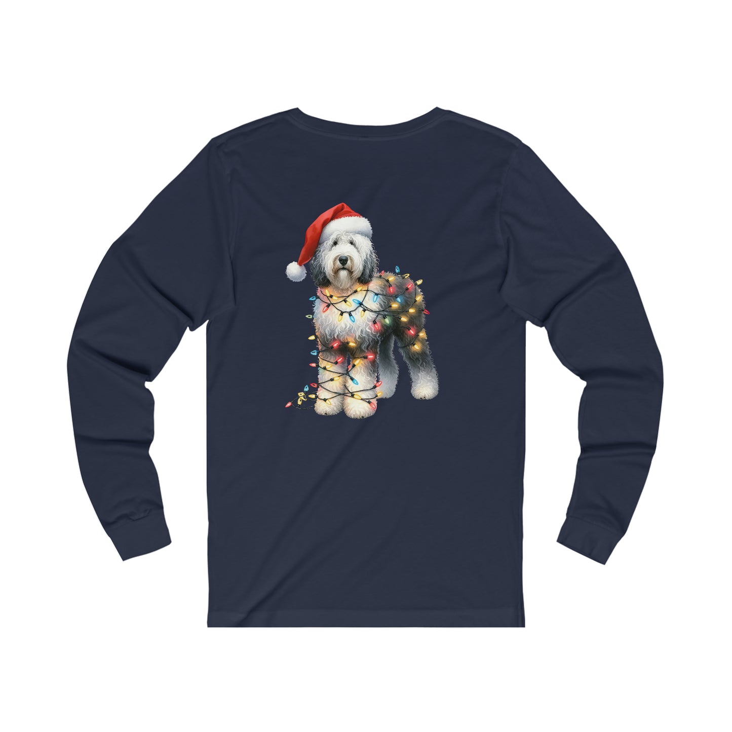 Sheepadoodle Christmas Unisex Long Sleeve T Shirt (On Back)