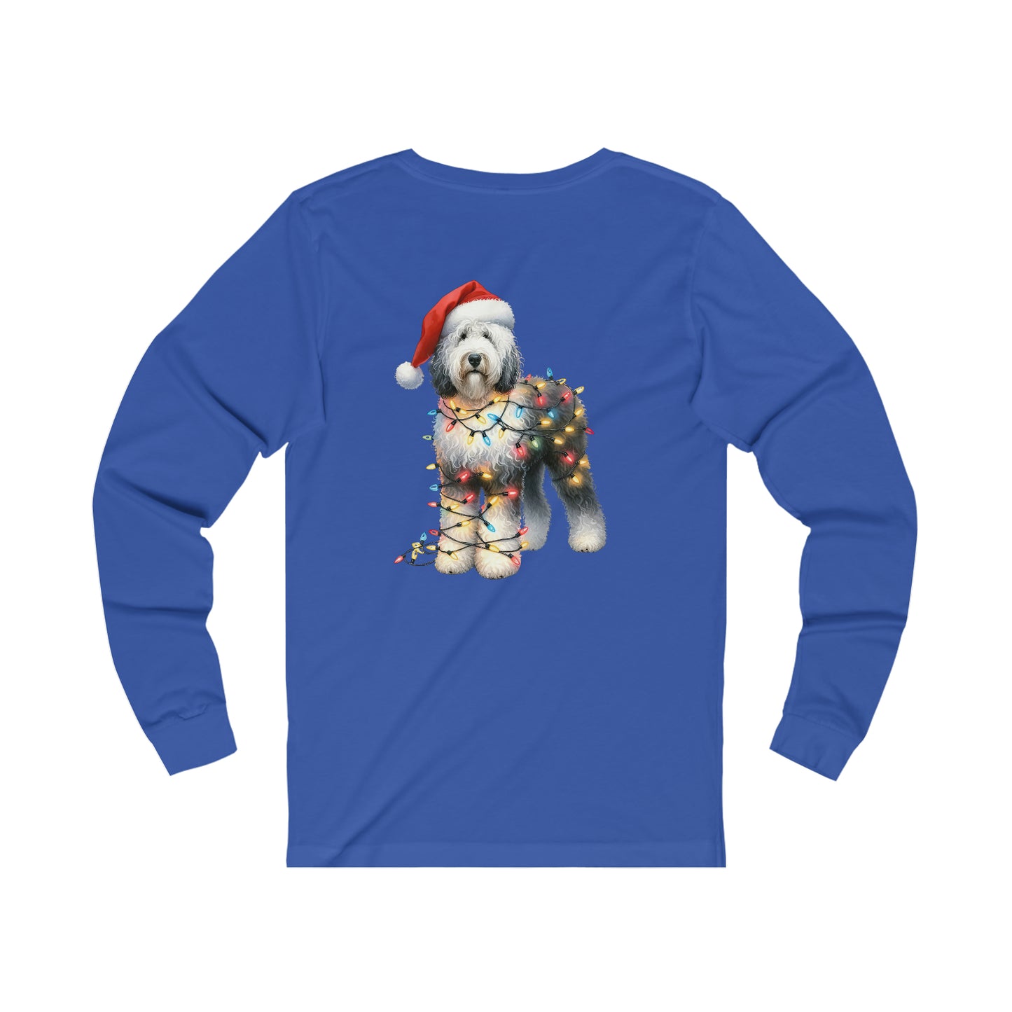 Sheepadoodle Christmas Unisex Long Sleeve T Shirt (On Back)