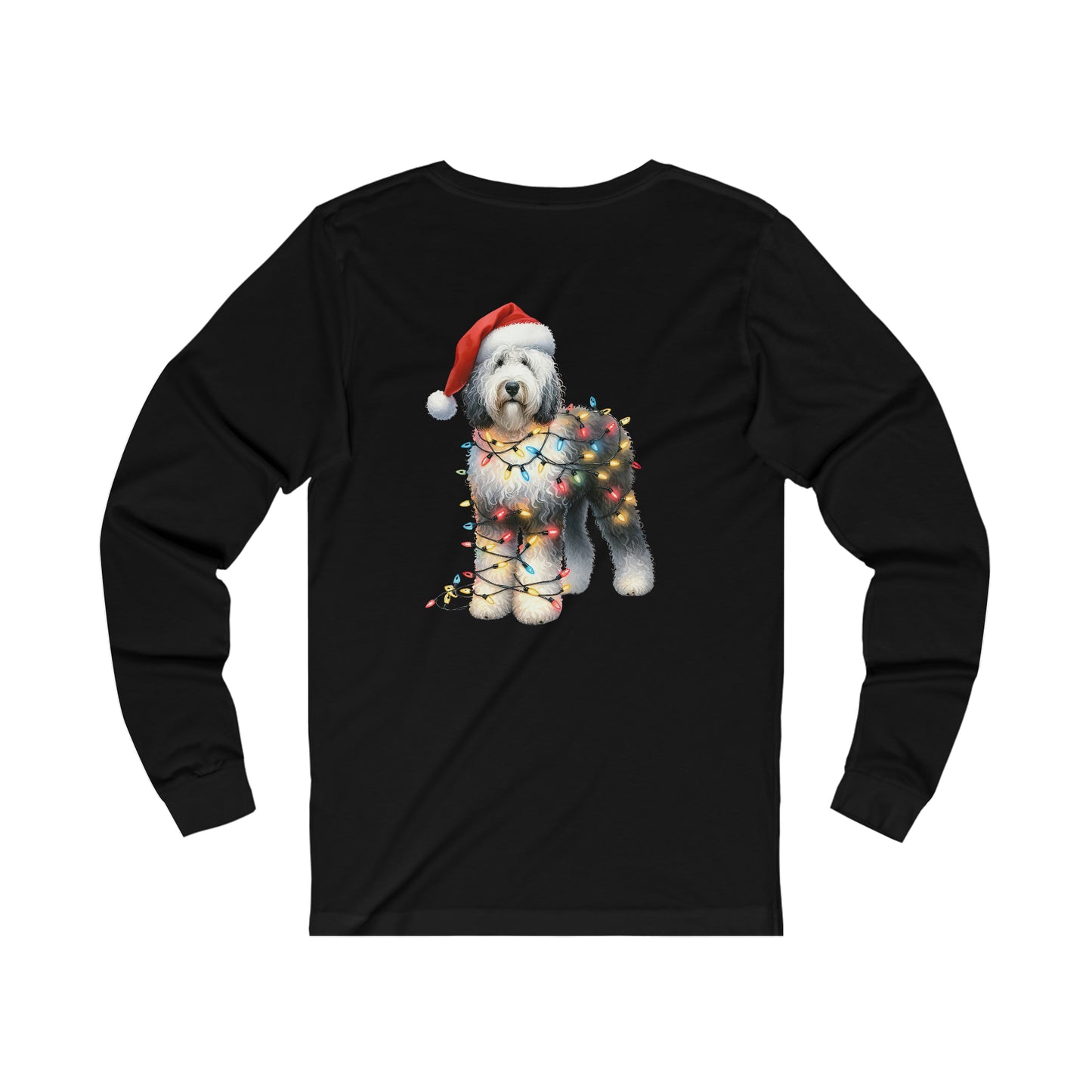 Sheepadoodle Christmas Unisex Long Sleeve T Shirt (On Back)