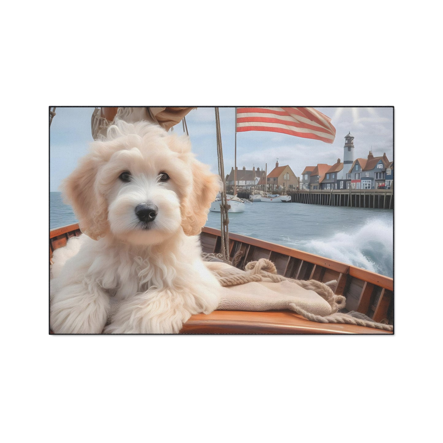 White Doodle on Sailboat - Heavy Duty Floor Mat