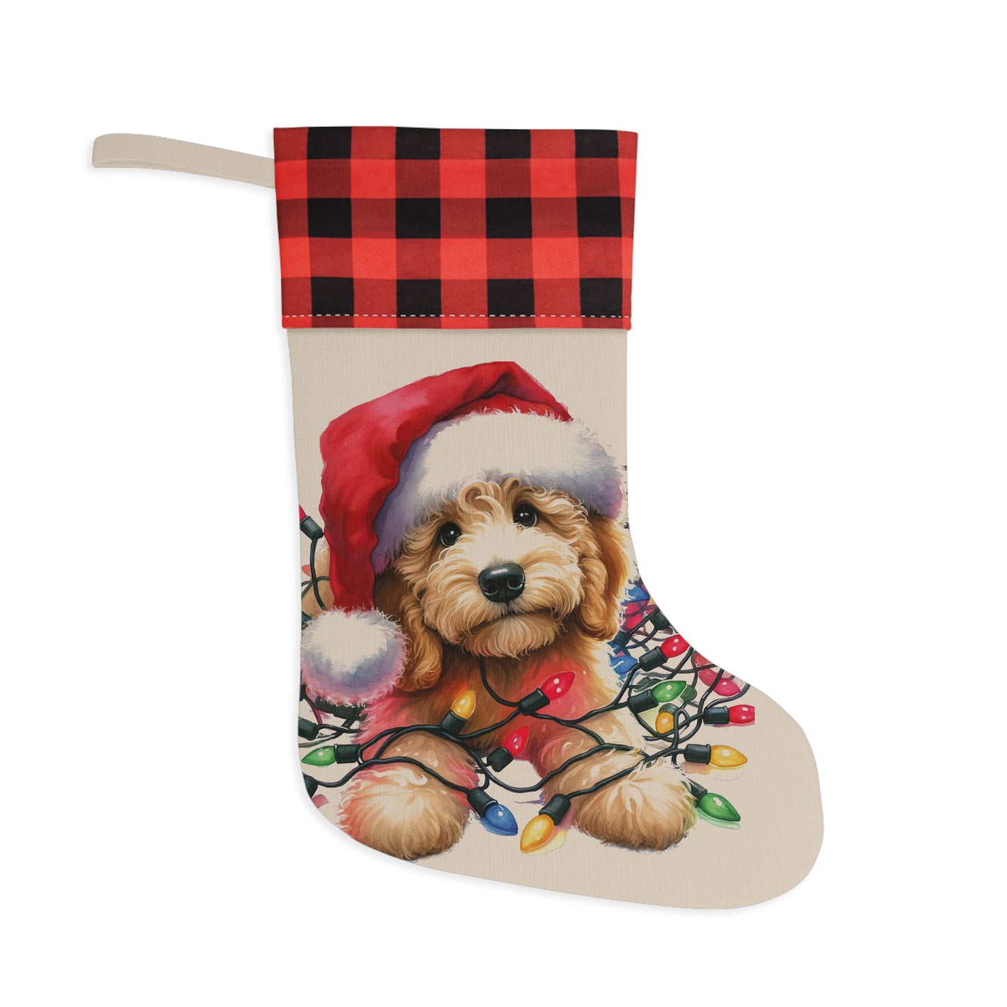 Doodle Puppy w/Lights Christmas Stocking