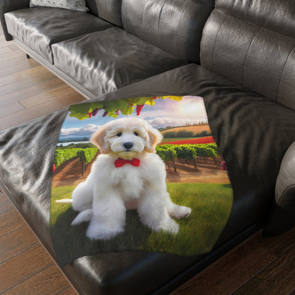 Doodle Puppy Vineyard - Velveteen MINKY Blanket (Two sided Print) - Nice!