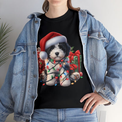 Black & White Christmas Doodle - Adult Unisex Gildan Heavy Cotton T Shirt