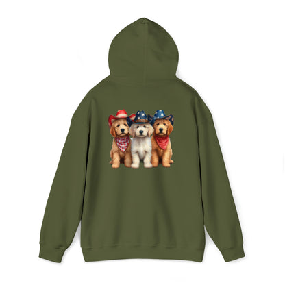 3 Patriotic Doodles on Back Unisex Heavy Blend™ Hooded Sweatshirt