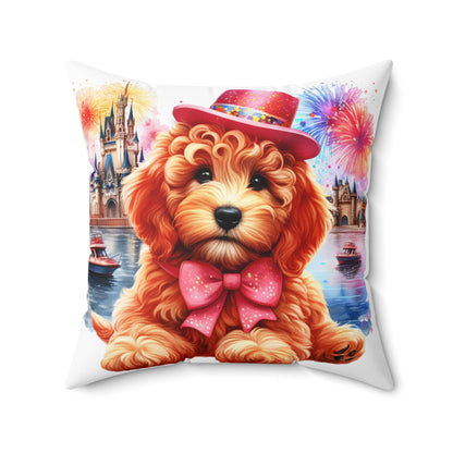 Apricot Doodle Fireworks Celebration - Spun Polyester Square Pillow