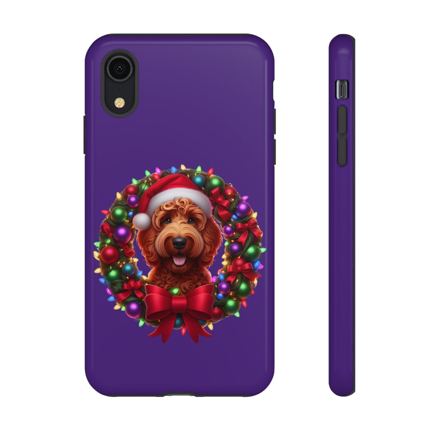 Red Doodle Christmas Wreath - Tough Cases iPhone, Samsung Galaxy & Google Pixel