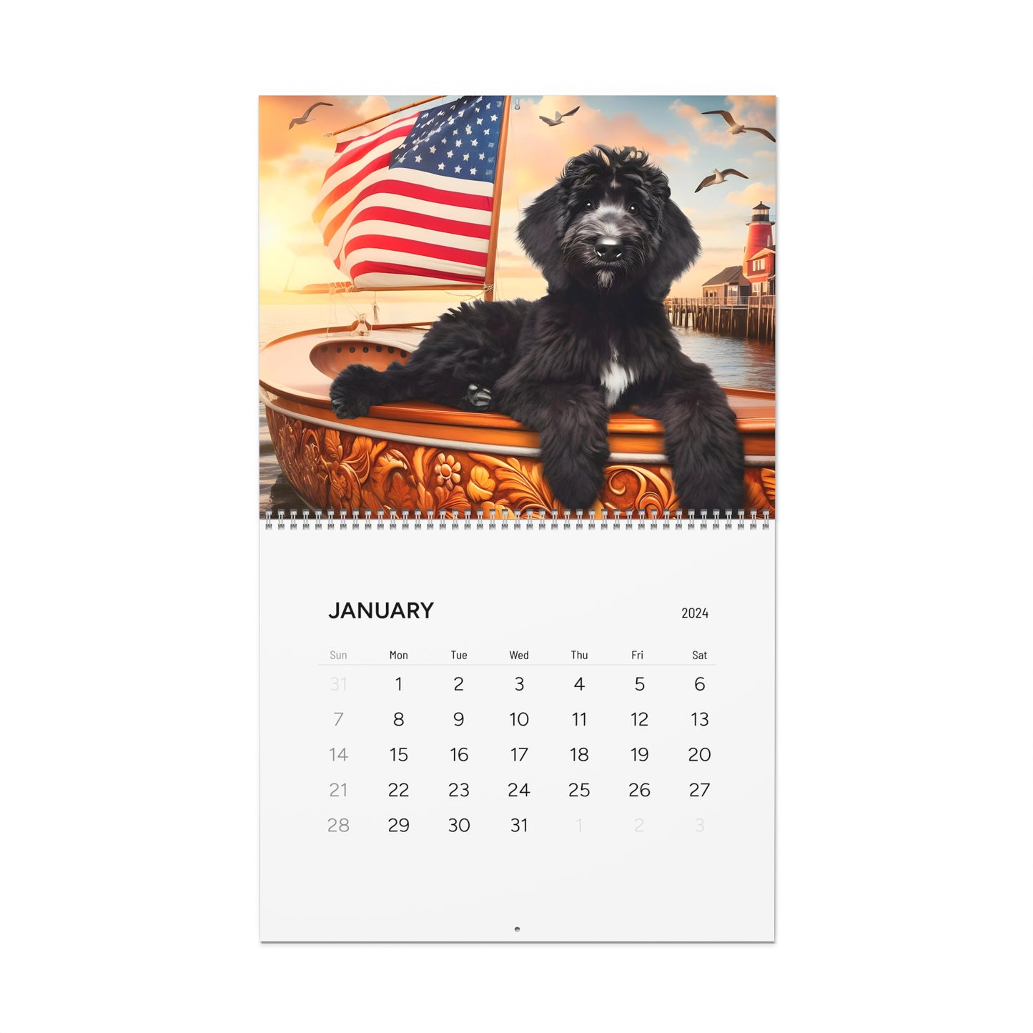 Black Doodles Wall Calendars (2024)