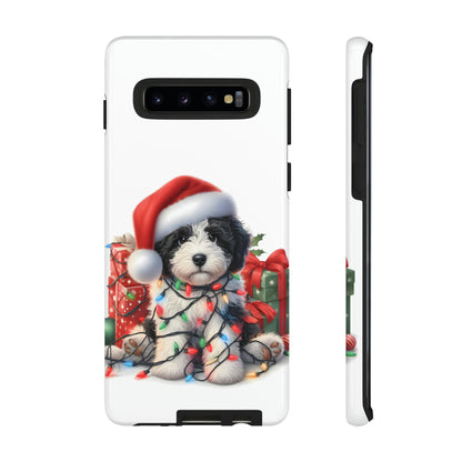 Black & White Doodle Christmas Puppy - Tough Cases for Apple iPhone, Samsung Galaxy, & Google Pixel