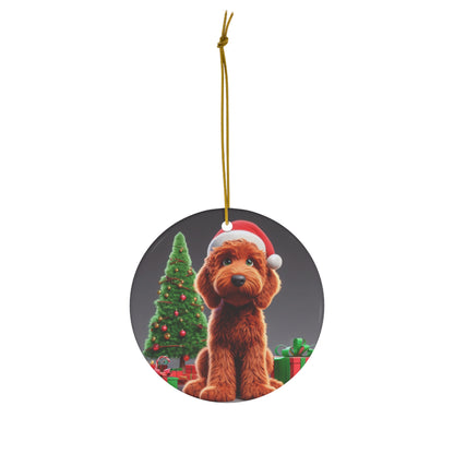 Christmas Red Doodle Cartoon Inspired Ceramic Ornament