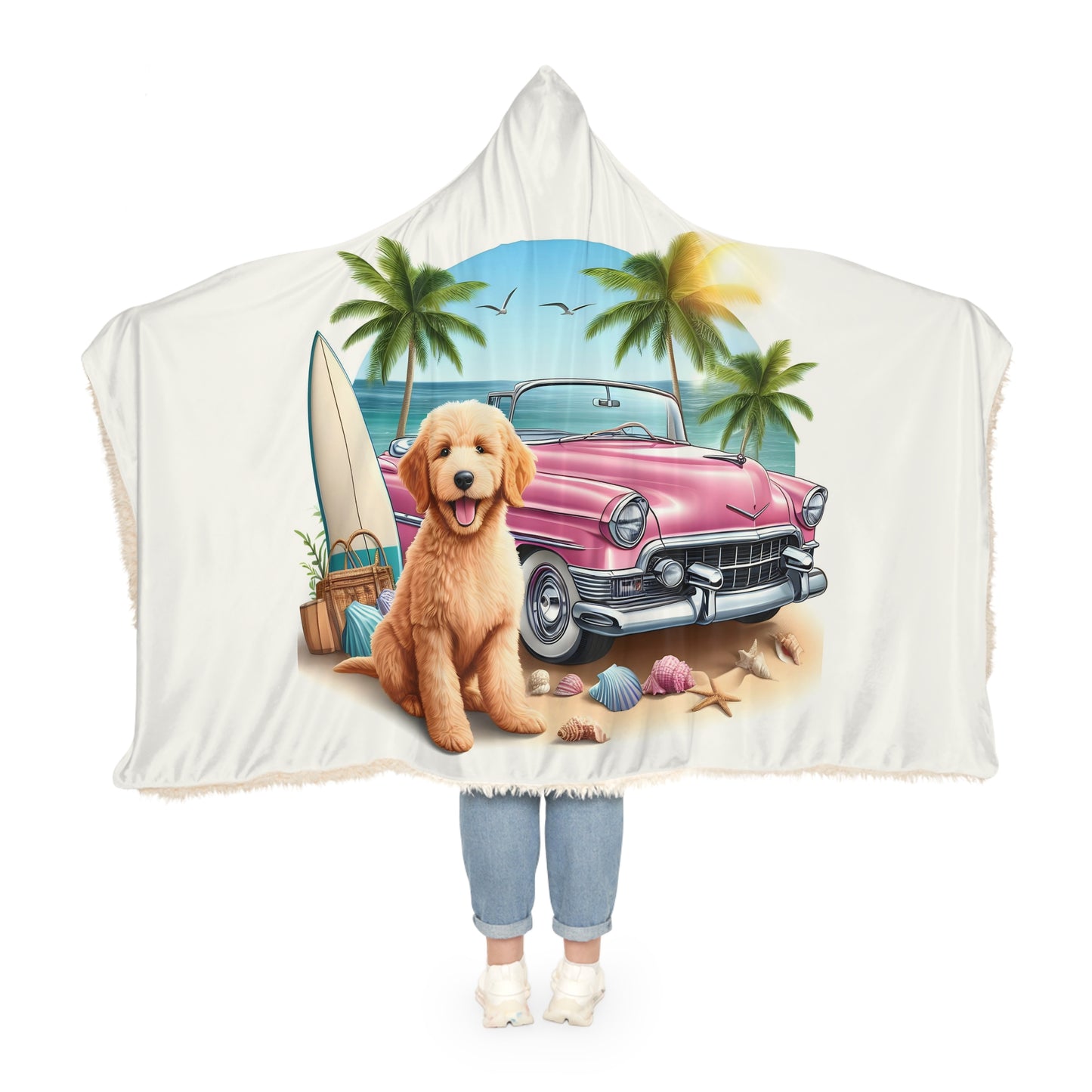 Doodle Pink Antique Car Snuggle Blanket