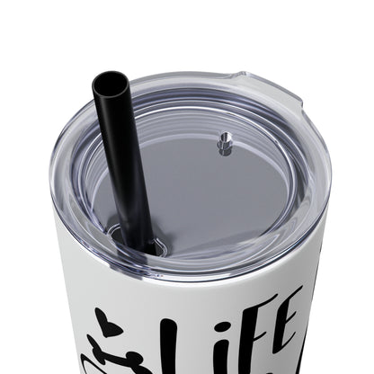 Life is Golden with Doodle Skinny Tumbler with Straw, 20oz