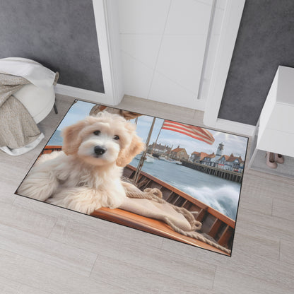 White Doodle on Sailboat - Heavy Duty Floor Mat