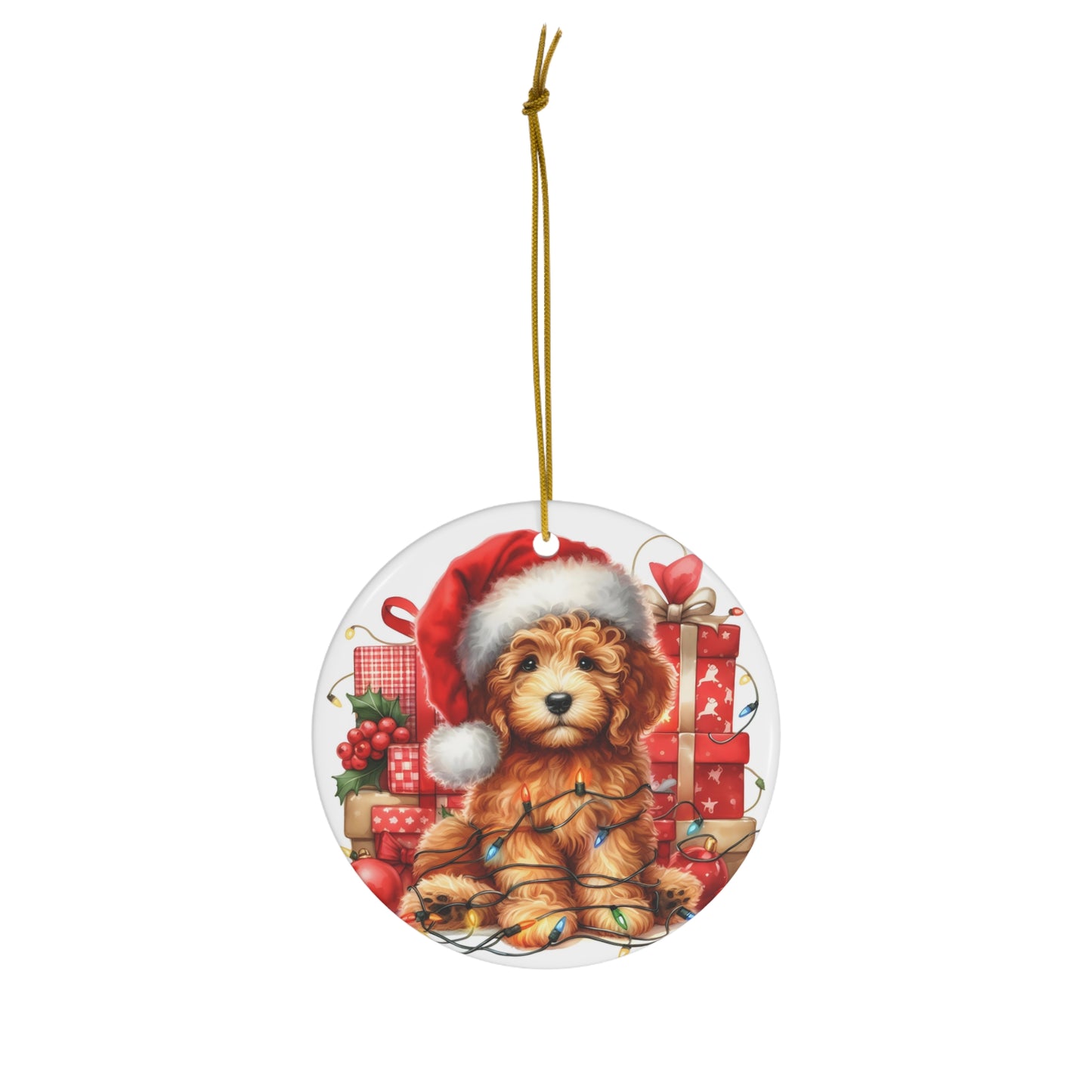 Christmas Doodle Ceramic Ornament