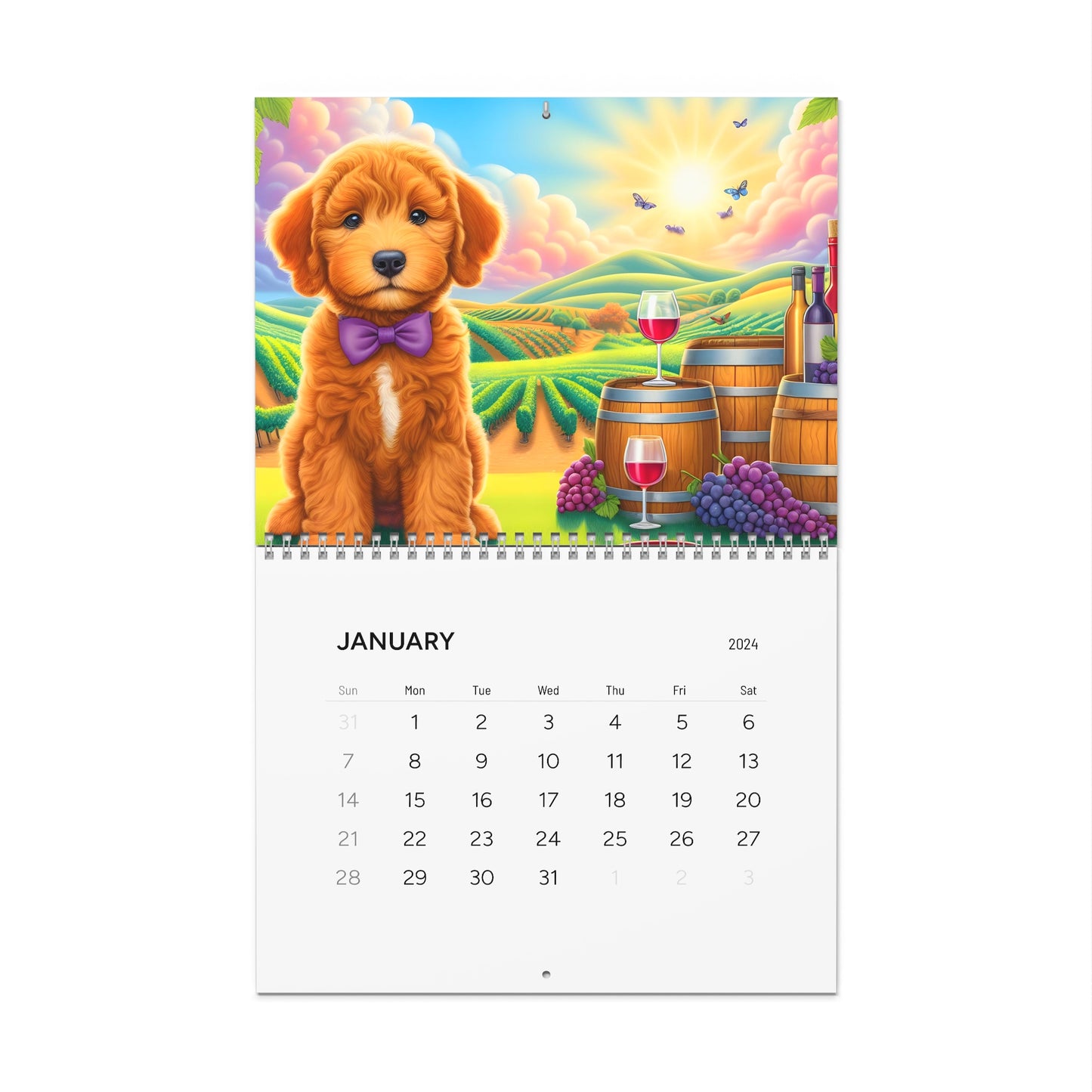 Apricot & Red Doodles - Wall Calendars (2024)