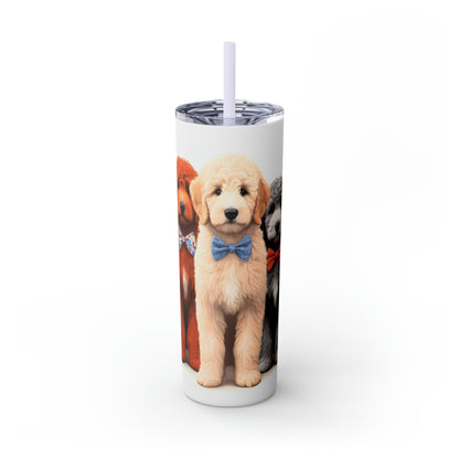 Doodle Dogs Skinny Tumbler with Straw, 20oz