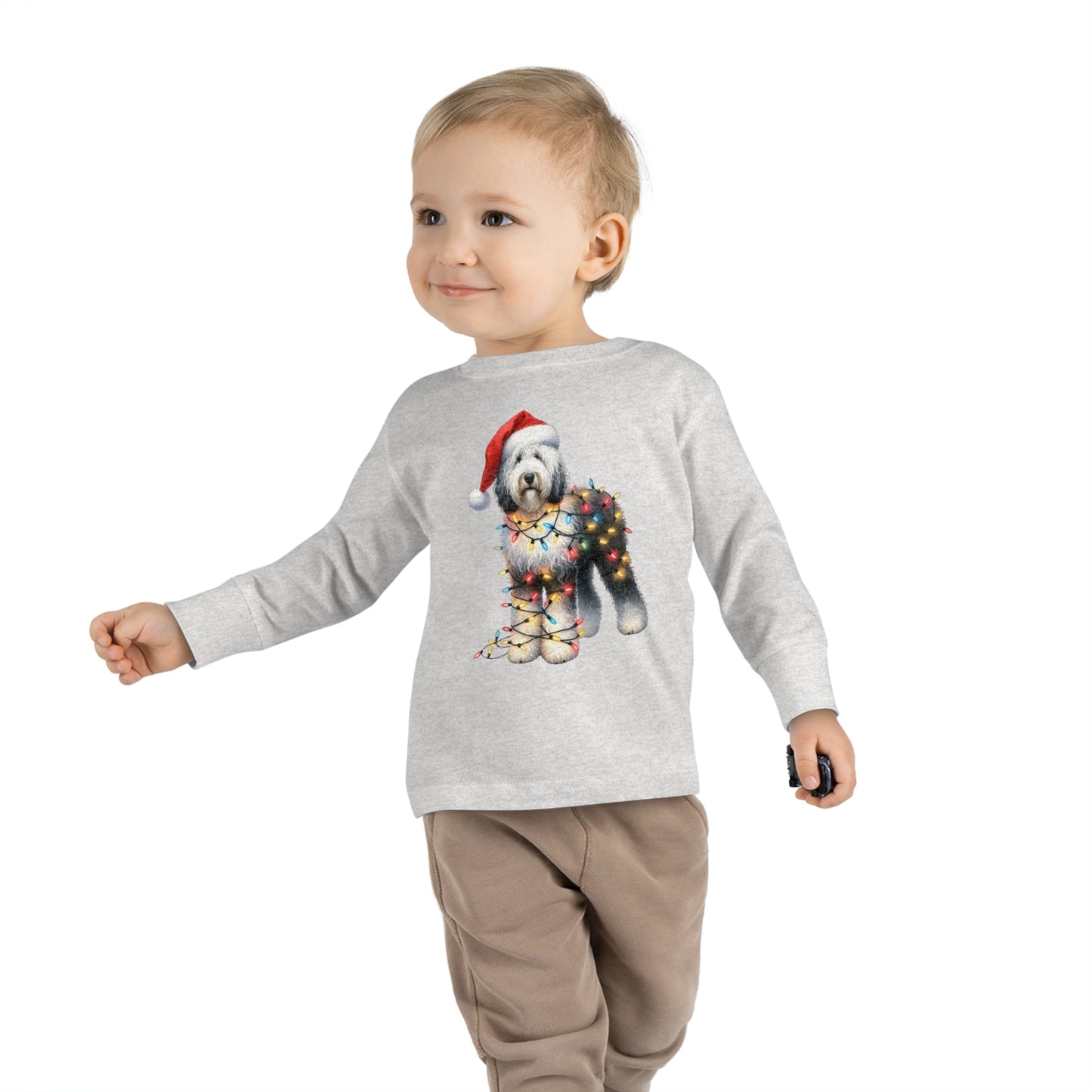 Sheepadoodle Christmas Toddler Long Sleeve T Shirt