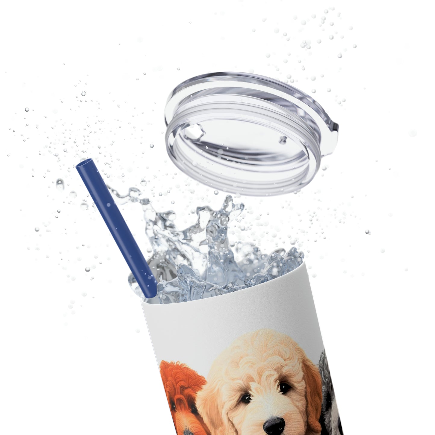 Doodle Dogs Skinny Tumbler with Straw, 20oz