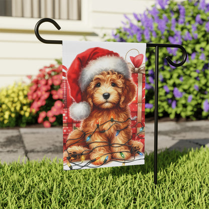 Christmas Doodle Puppy - Garden & House Banner