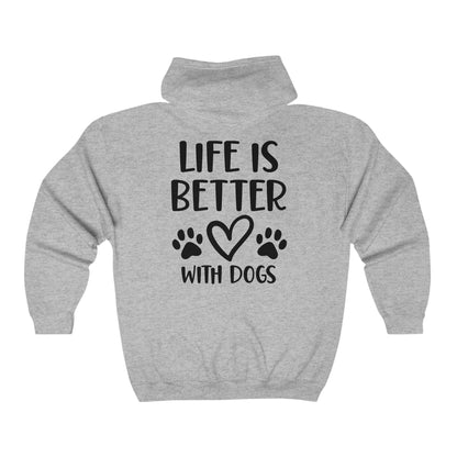 Life is Better with Dogs Gildan Unisex Heavy Blend™ Full Zip Hooded Sweatshirt