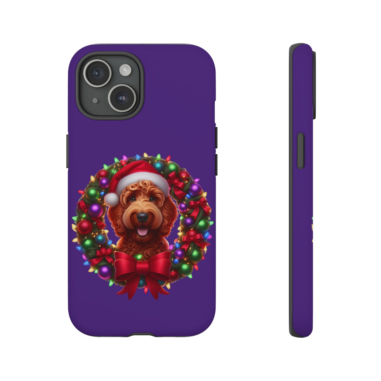 Red Doodle Christmas Wreath - Tough Cases iPhone, Samsung Galaxy & Google Pixel