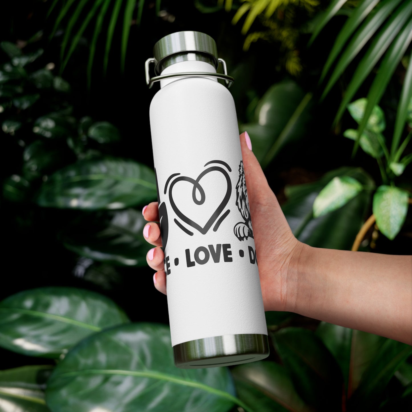 Peace Love Doodle Copper Vacuum Insulated Bottle, 22oz