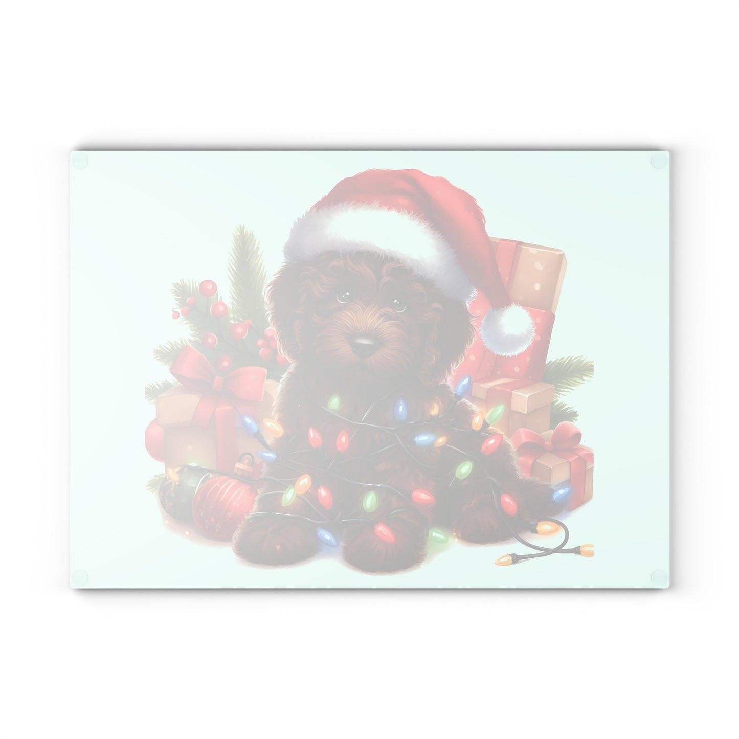 Christmas Brown Chocolate Doodle - Glass Cutting Board