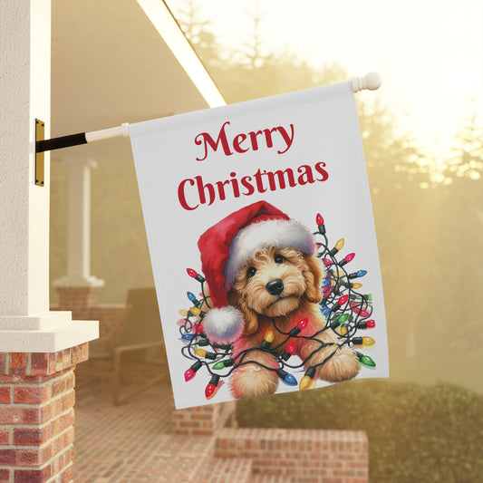 Christmas Puppy w/Lights Garden & House Banner