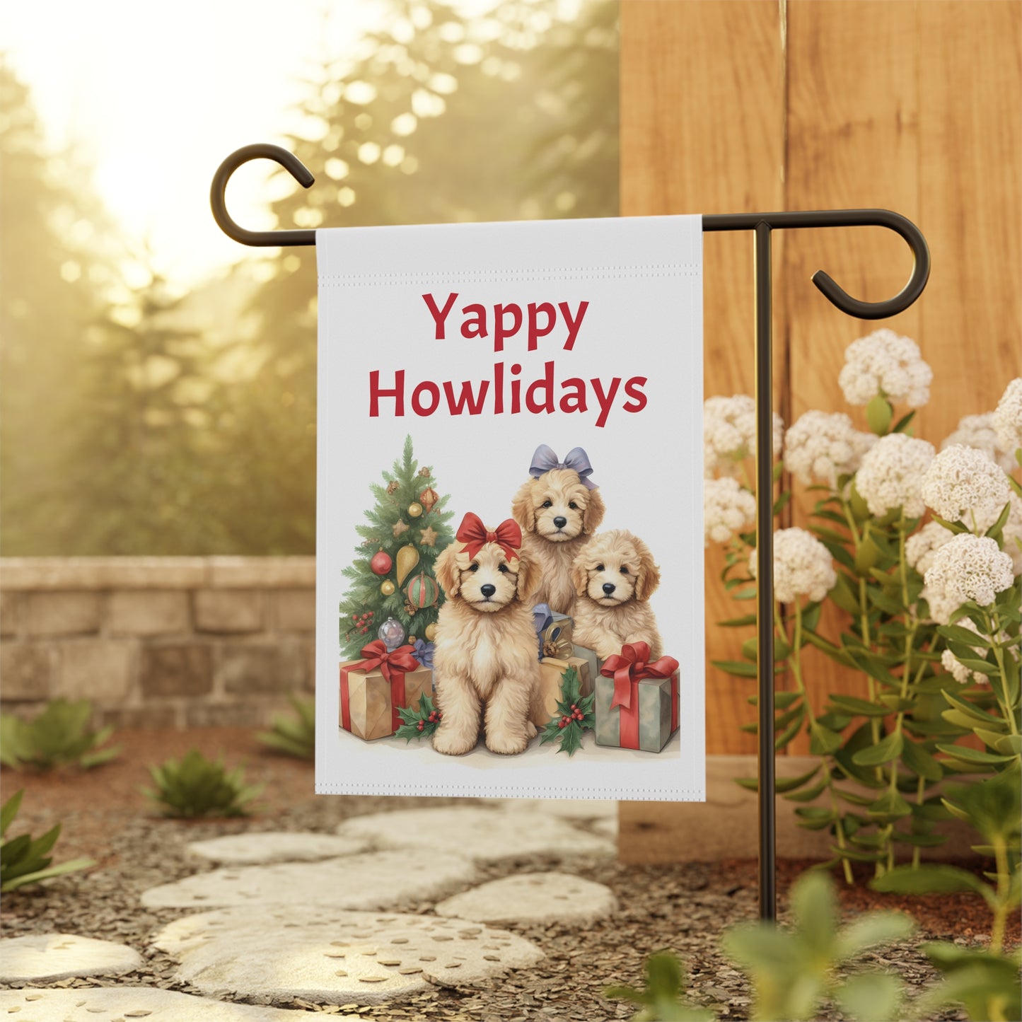 Yappy Howlidays Doodles Garden & House Banner