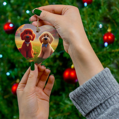 Doodles w/Hot Air Balloons Cartoon Inspired Ceramic Ornament, 4 Shapes