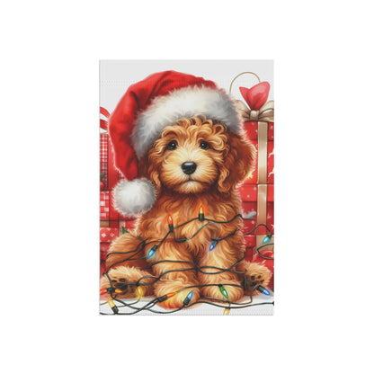 Christmas Doodle Puppy - Garden & House Banner