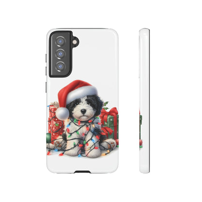 Black & White Doodle Christmas Puppy - Tough Cases for Apple iPhone, Samsung Galaxy, & Google Pixel