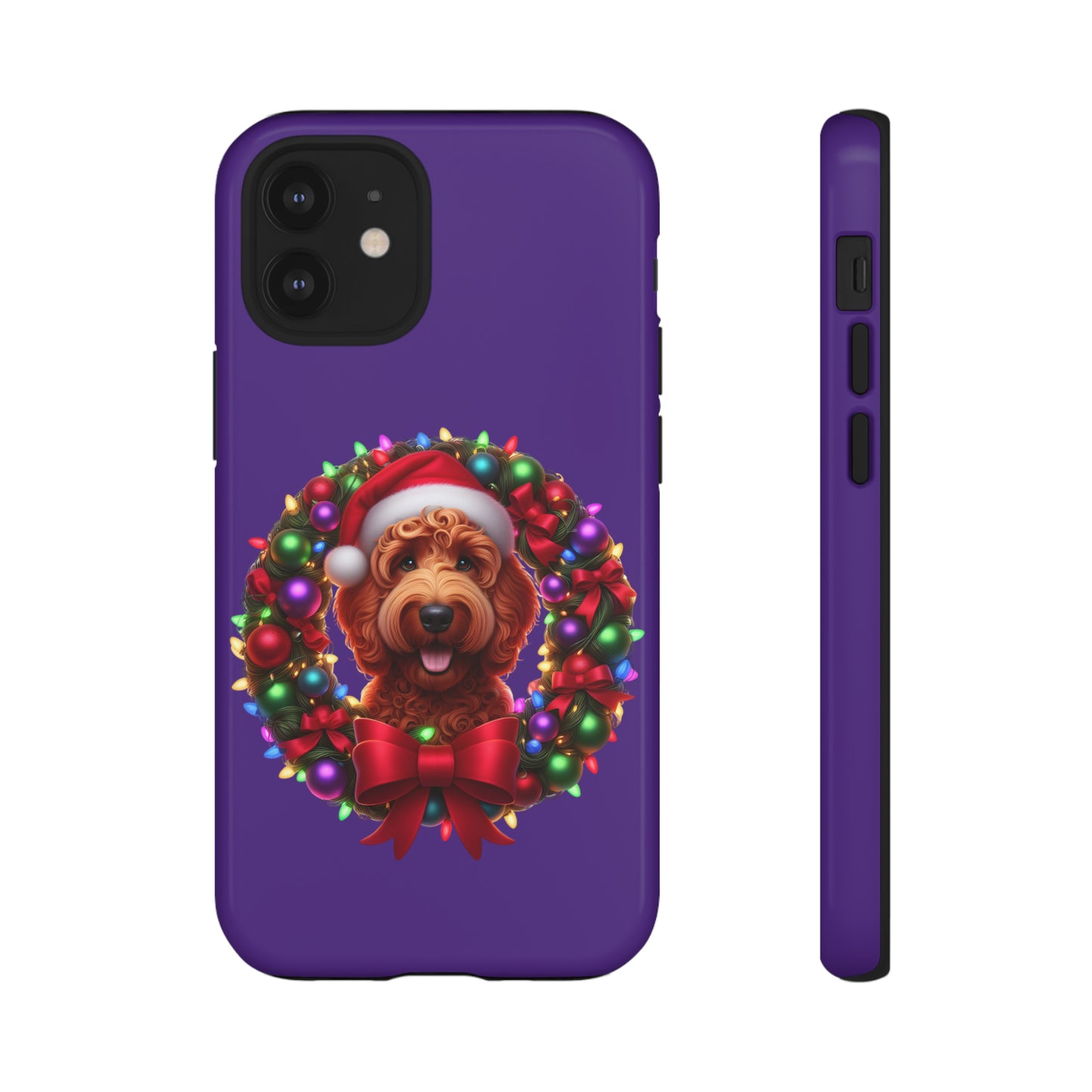 Red Doodle Christmas Wreath - Tough Cases iPhone, Samsung Galaxy & Google Pixel