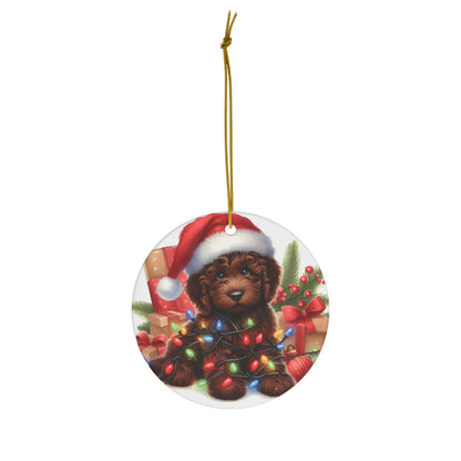 Chocolate Brown Doodle Ceramic Ornament